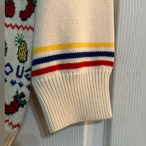 GUCCI Fruit Intarsia Wool Blend Knit Sweater in White - Picture 6 of 8
